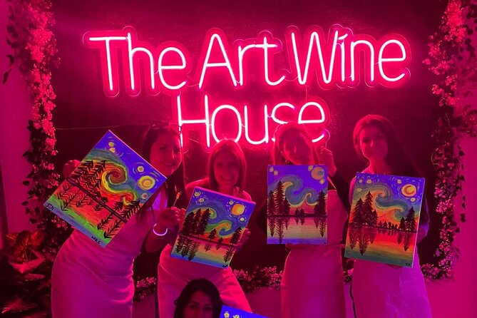 Paint a neon fluorescent picture while drinking unlimited wine - What makes the neon painting format different